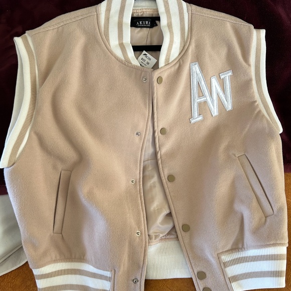 Beige Varsity Vest - Picture 1 of 3